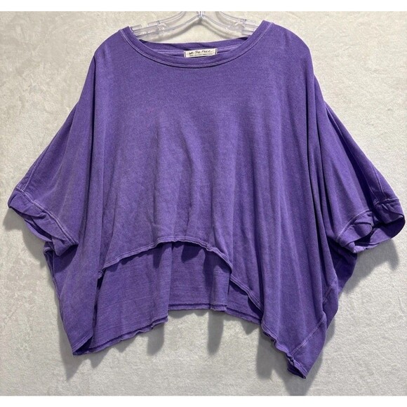 Free People Tops - Free People We The Free Womens Purple Short Sleeve Cropped Shirt Oversize Medium